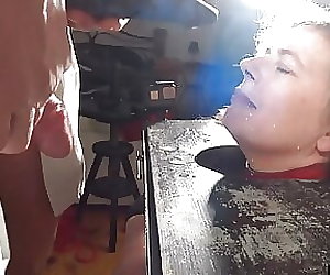 Facefucked in Pillory by cock and a Bad Dragon  Little Sunshine MILF