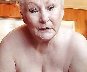 Nasty Granny Showing Off Her Fat Pussy As She Rubs It With A Dildo